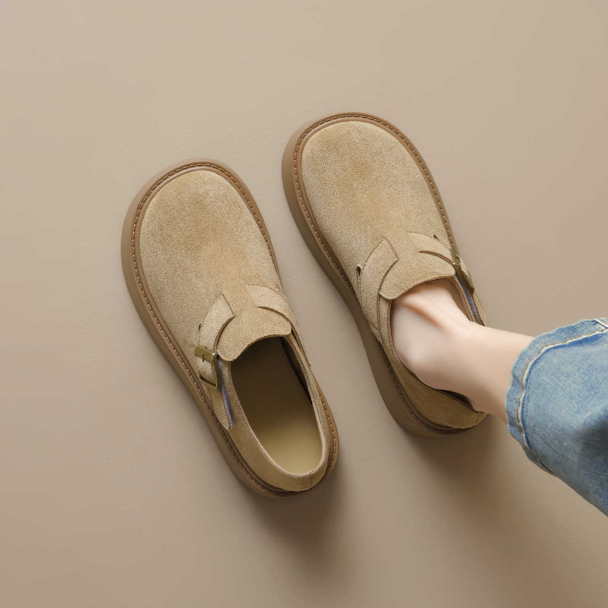 JHC-YW17 | Suede & Cork Winter Shearling Fur-Lined Chunky - Fujian Jinhongchang Sports Goods Co., Ltd.