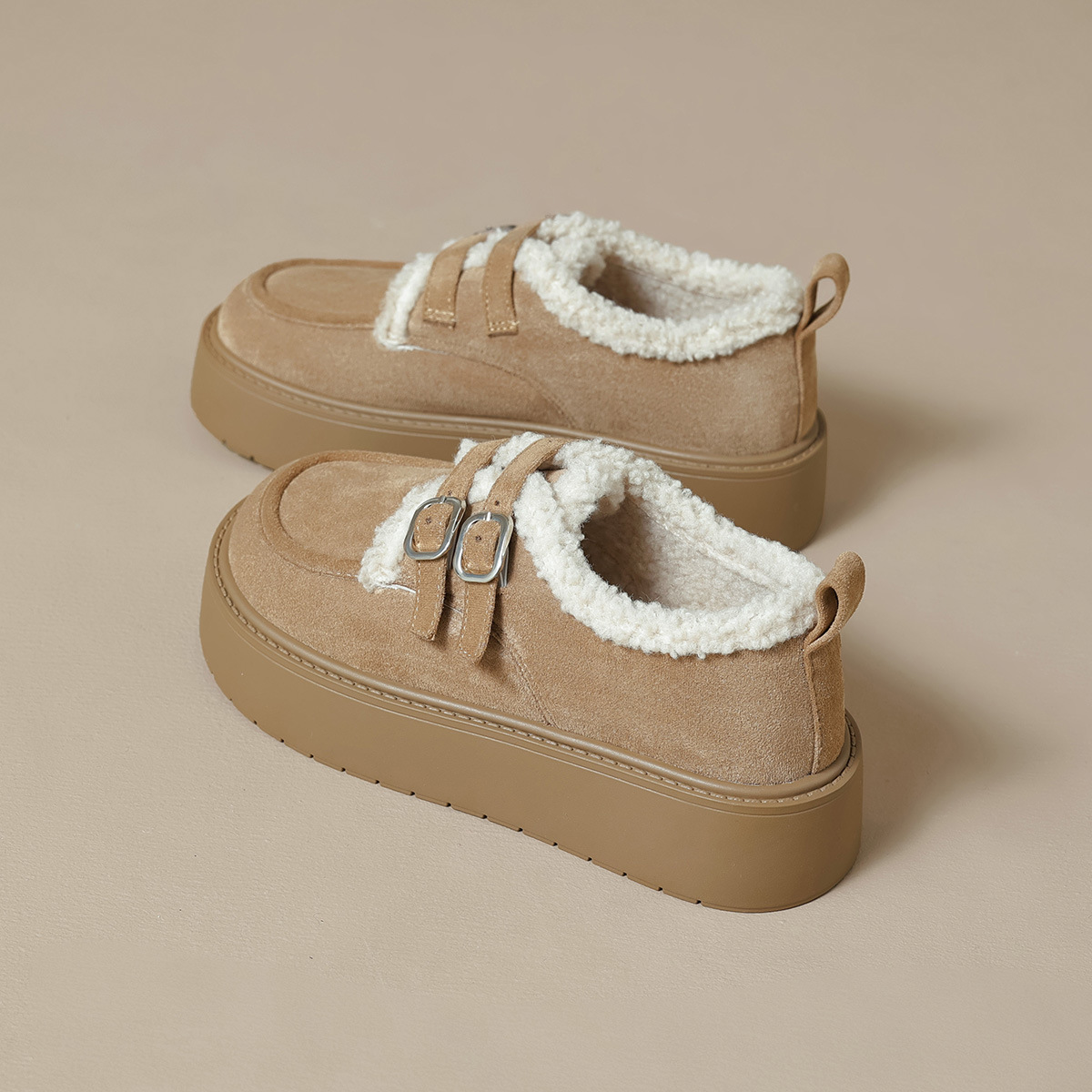 JHC-YW61 | Suede & Cork Winter Shearling Fur-Lined Chunky - Fujian Jinhongchang Sports Goods Co., Ltd.