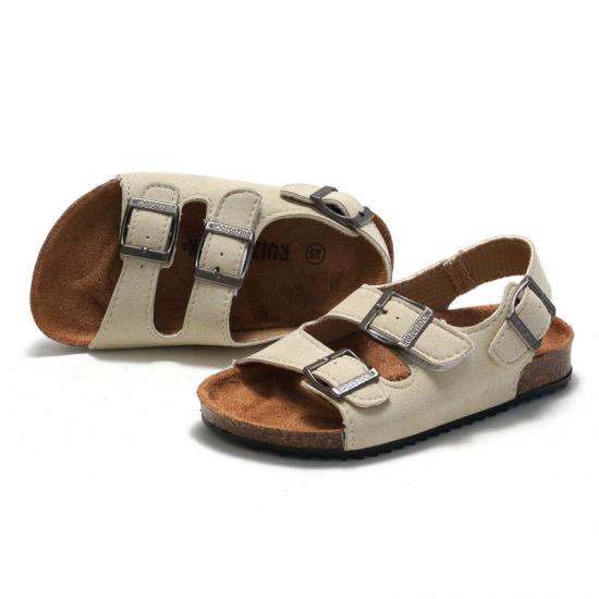 JHC-CCO039 | Children Leather Cork Slippers Boys Girls Flip Flops angle 2
