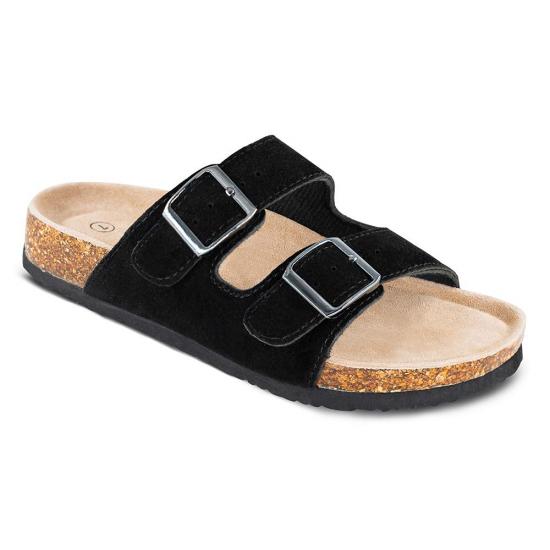 JHC-HZ0033 | Womens Cow Suede Leather Flat Sandals 2 Strap - Fujian Jinhongchang Sports Goods Co., Ltd.