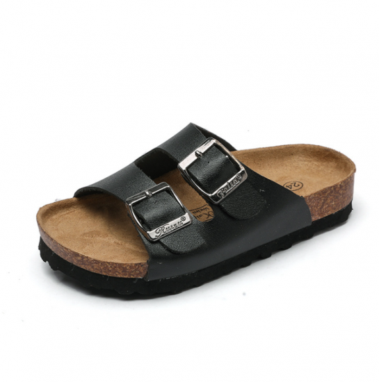 JHC-TX-91 | Kids Leather Slide Sandals Children Leather Cork - Fujian Jinhongchang Sports Goods Co., Ltd.