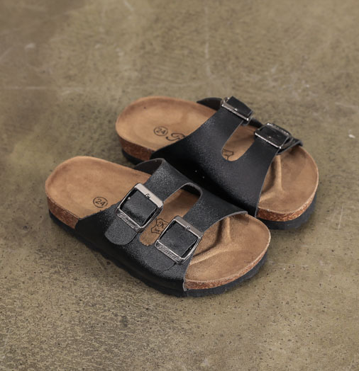 JHC-TX-91 | Kids Leather Slide Sandals Children Leather Cork angle 3