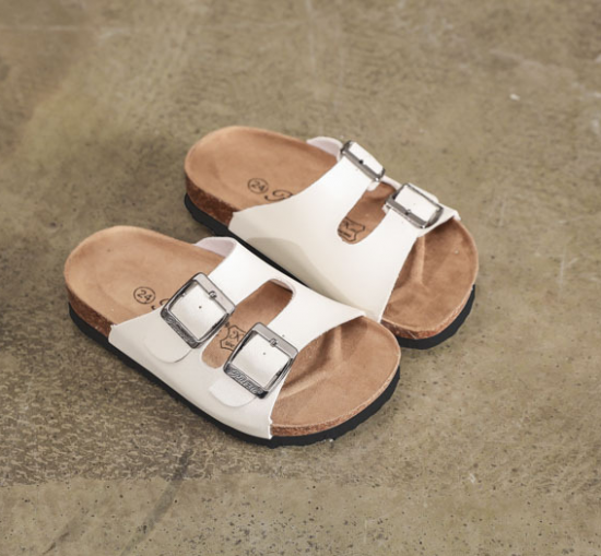 JHC-TX-91 | Kids Leather Slide Sandals Children Leather Cork angle 4