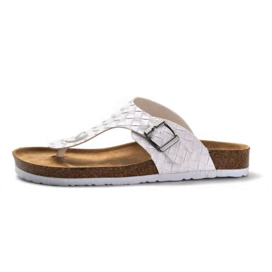 JHC-TX-M17 | Men Genuine Leather Open Toe Slides Cork Slippers angle 3