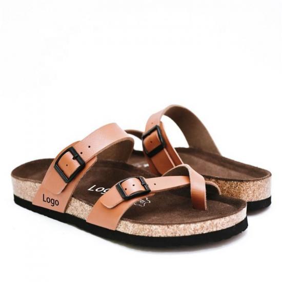 JHC-TX-m19 | summer beach slippers cork wood flower printing angle 2