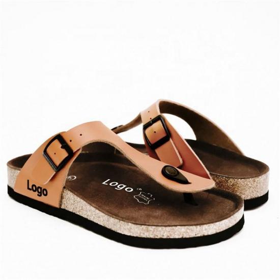 JHC-TX-m21 | cross Strap Open Toe Cork Slippers shoes beach angle 2