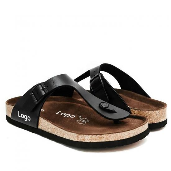 JHC-TX-m21 | cross Strap Open Toe Cork Slippers shoes beach angle 3