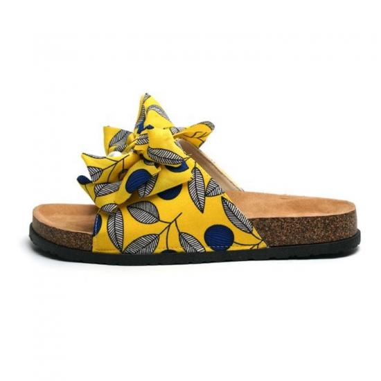 JHC-TX-M22 | Big Bowknot Cork Slippers Women Flat Summer Beach angle 2
