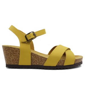 JHC-FS204 | Genuine Leather Ladies Low Heel Cork San Cork - Fujian Jinhongchang Sports Goods Co., Ltd.