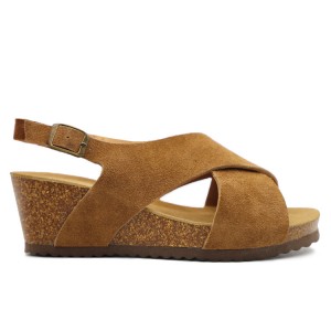 JHC-FS205 | Genuine Leather Women Cross Strap Wedge Cork - Fujian Jinhongchang Sports Goods Co., Ltd.