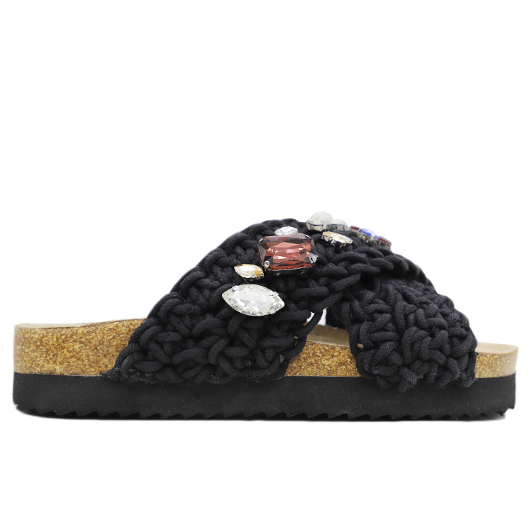 JHC-FS214 | Ladies Rehinstone Braided Cottone Footbe Cork - Fujian Jinhongchang Sports Goods Co., Ltd.