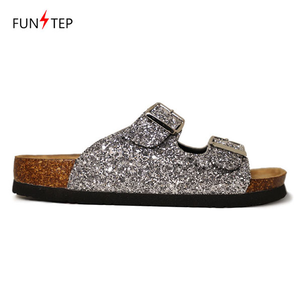 JHC-FS217 | Classic Summer Women Glitter Two Strap F Cork - Fujian Jinhongchang Sports Goods Co., Ltd.