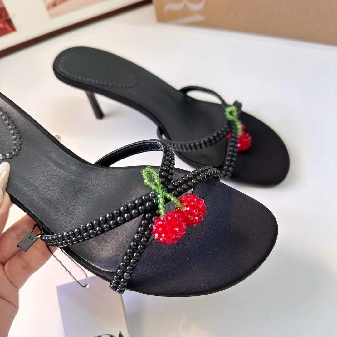 JHC-HB-098 | Rhinestone Embellished Open-Toe Stiletto Heel Heeled Slide angle 3