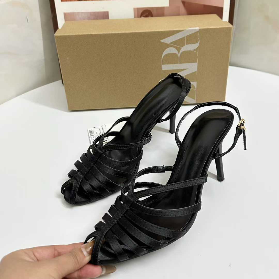 JHC-HB-301 | Silky Satin Round-Toe Stiletto Heel Dress Sandal - Fujian Jinhongchang Sports Goods Co., Ltd.