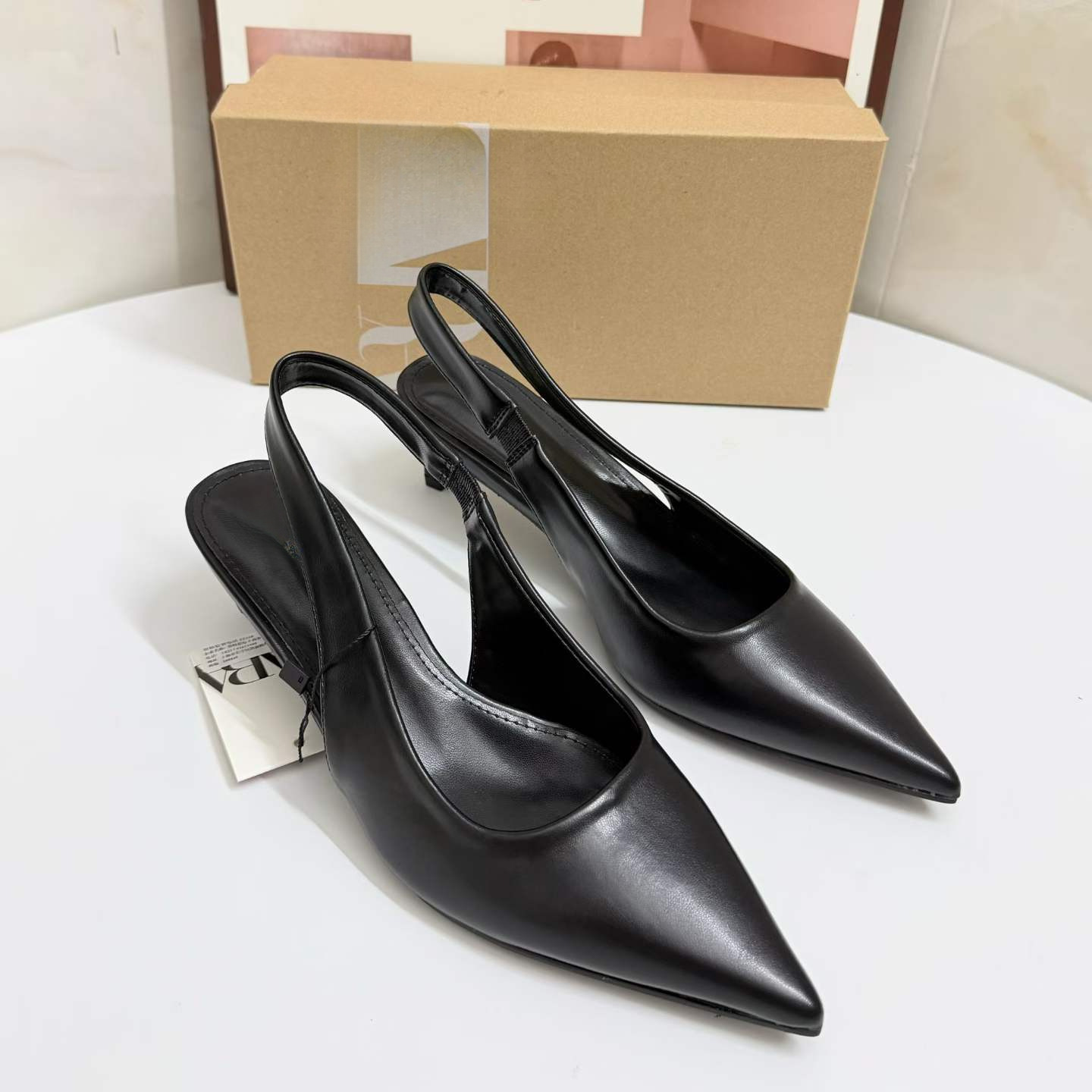 JHC-HB-101 | Slingback Pointed-Toe Stiletto Heel Mule Slide angle 2