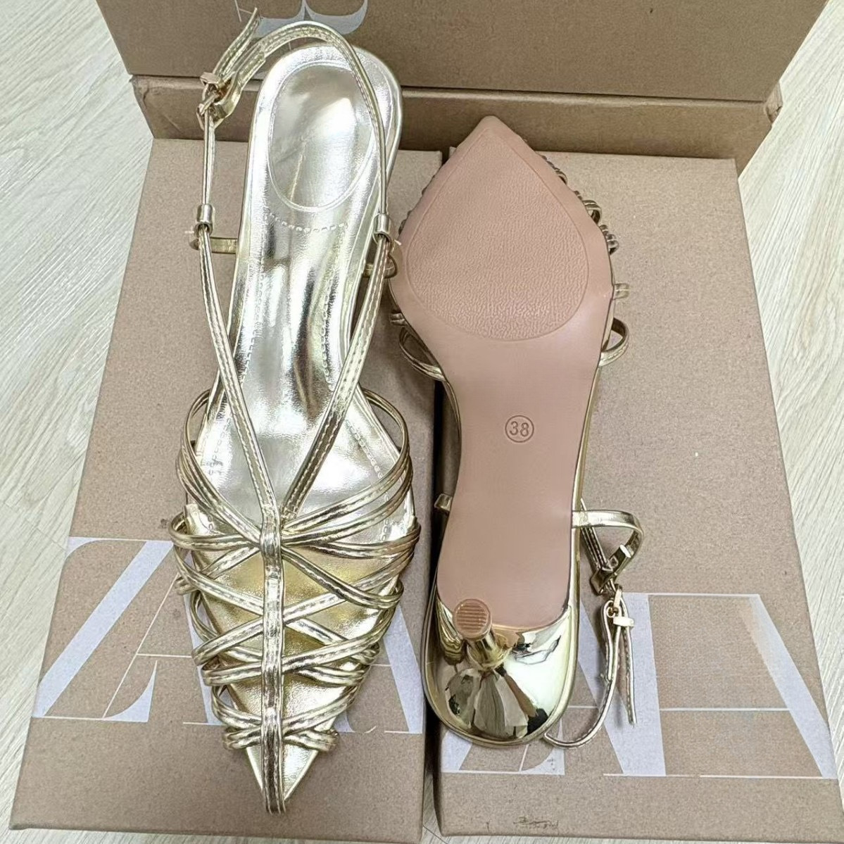 JHC-HB-141 | Metal Buckle Open-Toe Dress Sandal angle 3