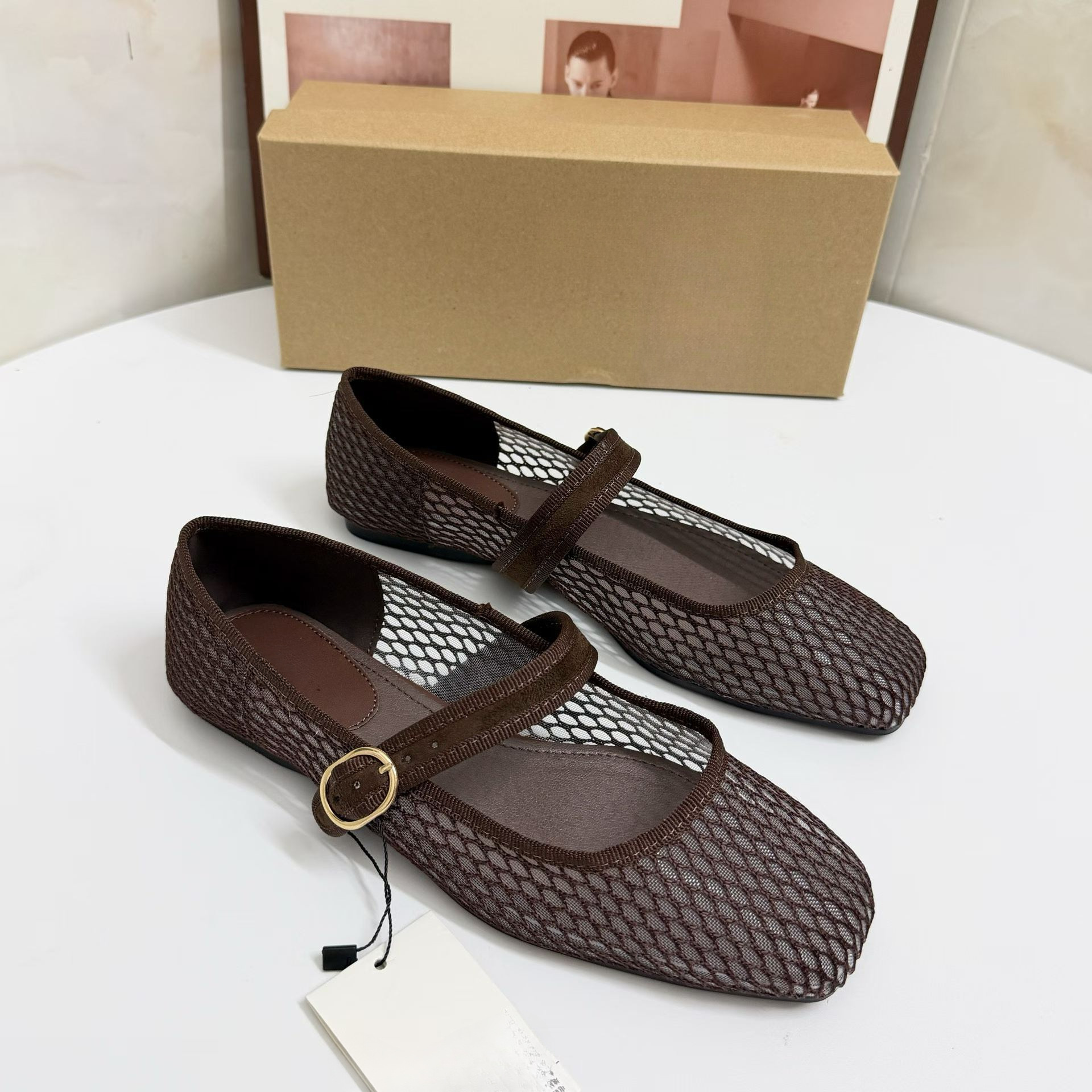 JHC-HB-106 | Metal Buckle Round-Toe Flat Mule Slide angle 3