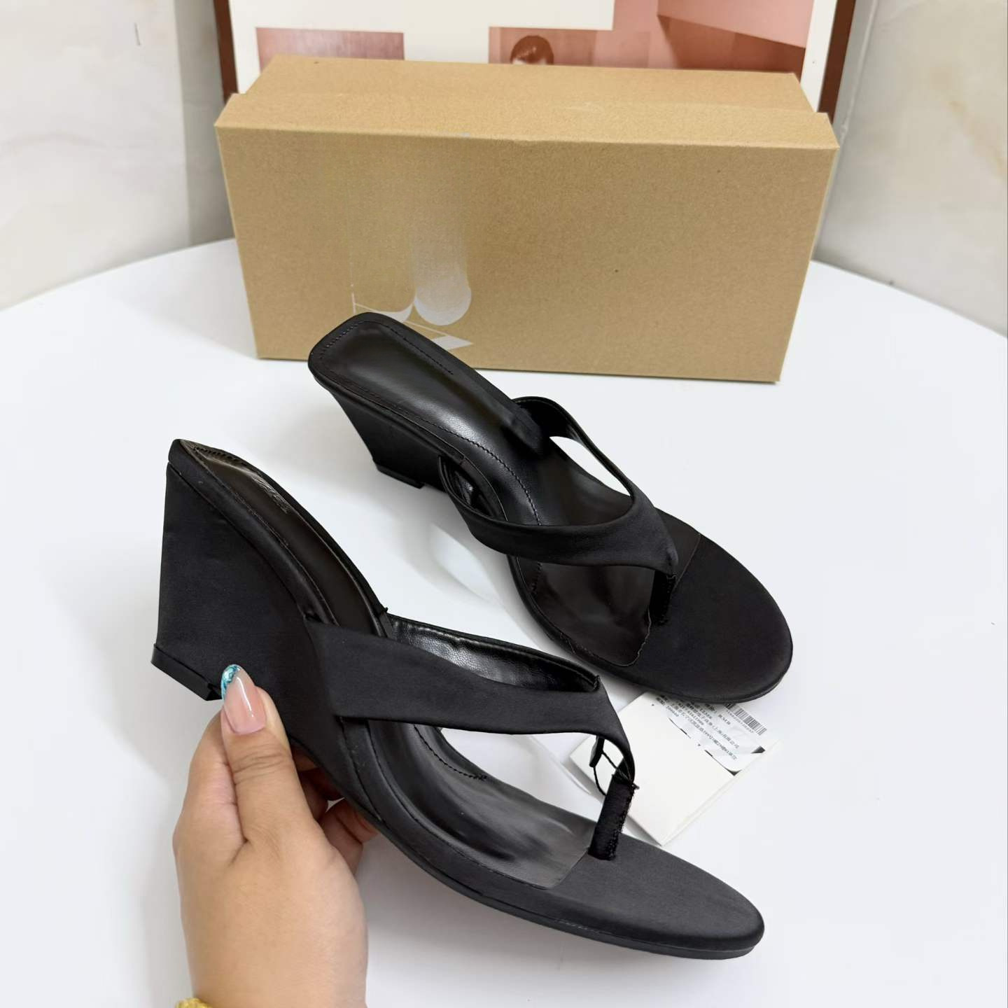 JHC-HB-244 | Round-Toe High-Heel Heeled Slide angle 2