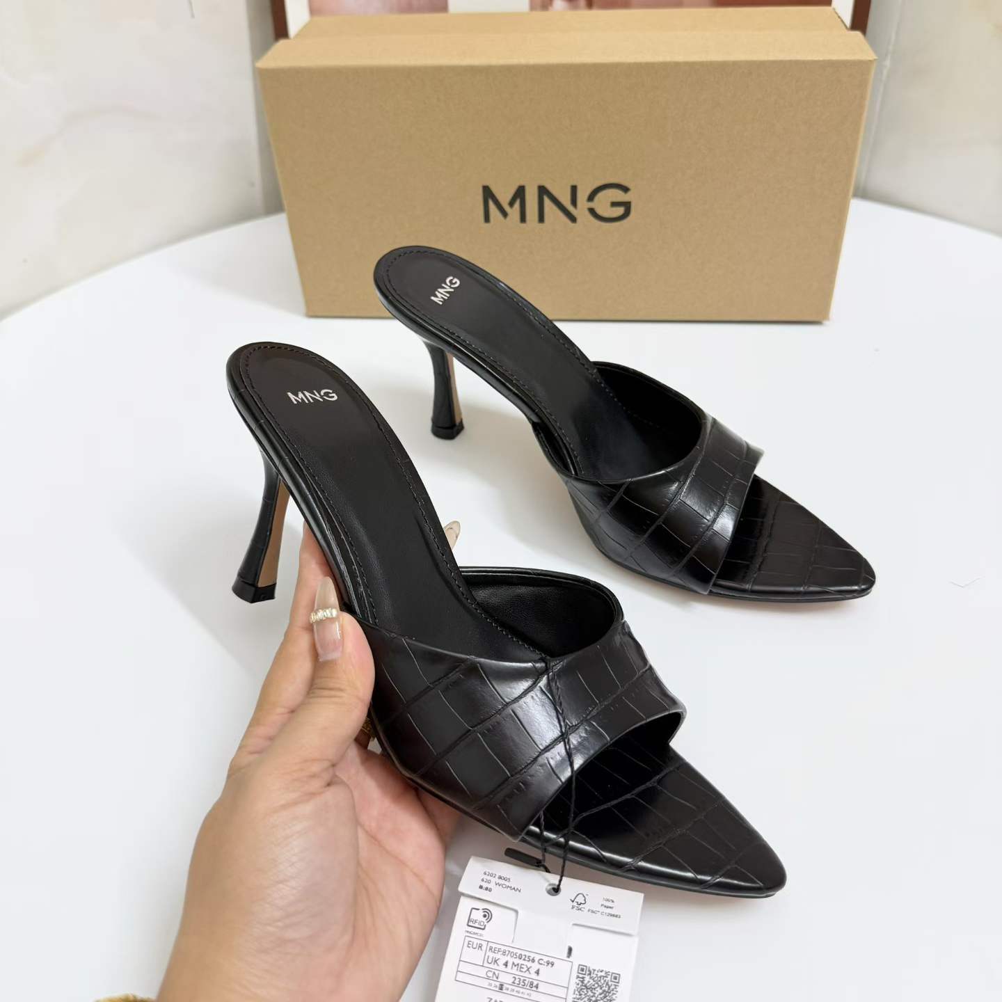 JHC-HB-002 | Pointed-Toe Stiletto Heel Heeled Slide angle 2