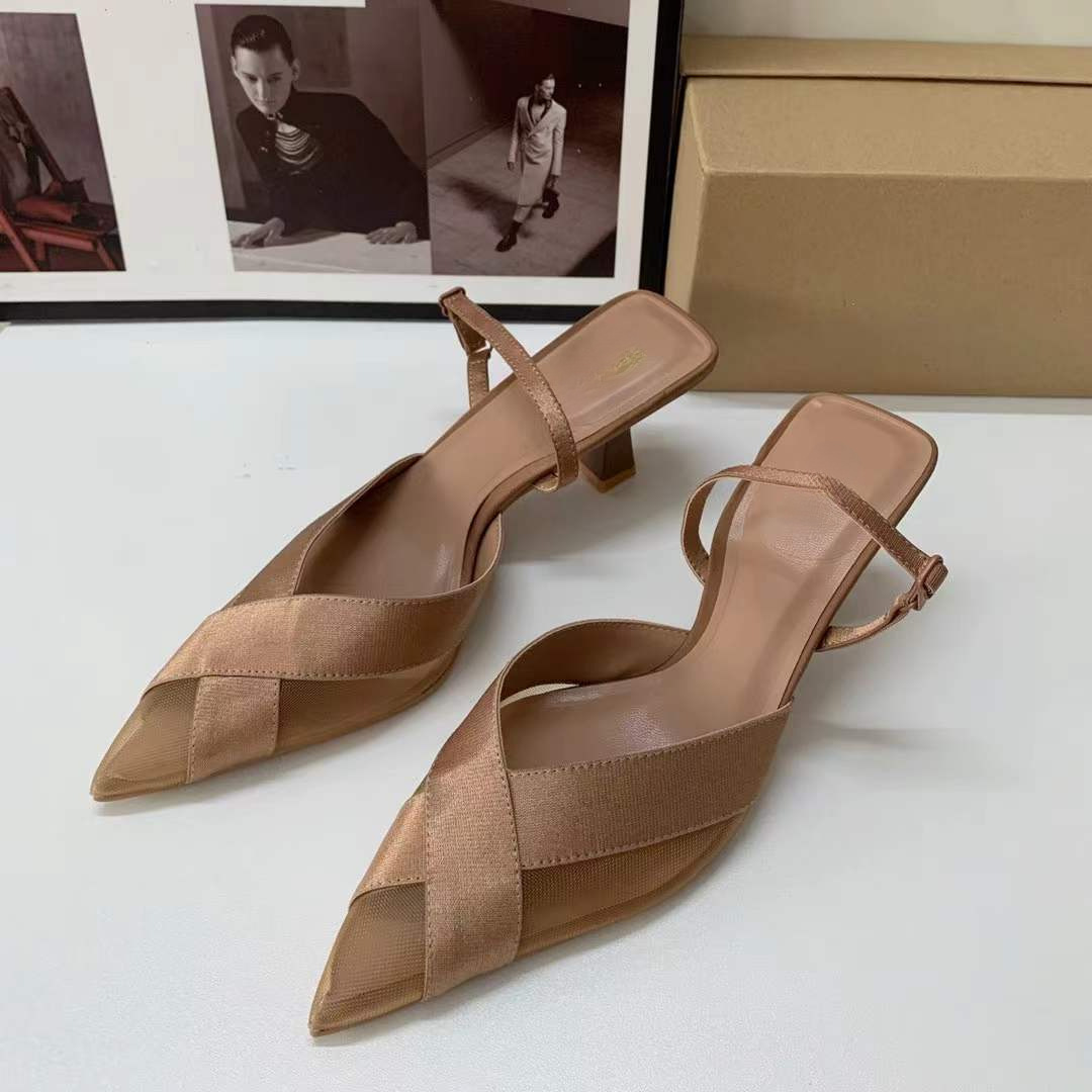 JHC-HB-110 | Breathable Mesh Minimalist Strap Pointed-Toe Stiletto Heel Mule Slide - Fujian Jinhongchang Sports Goods Co., Ltd.