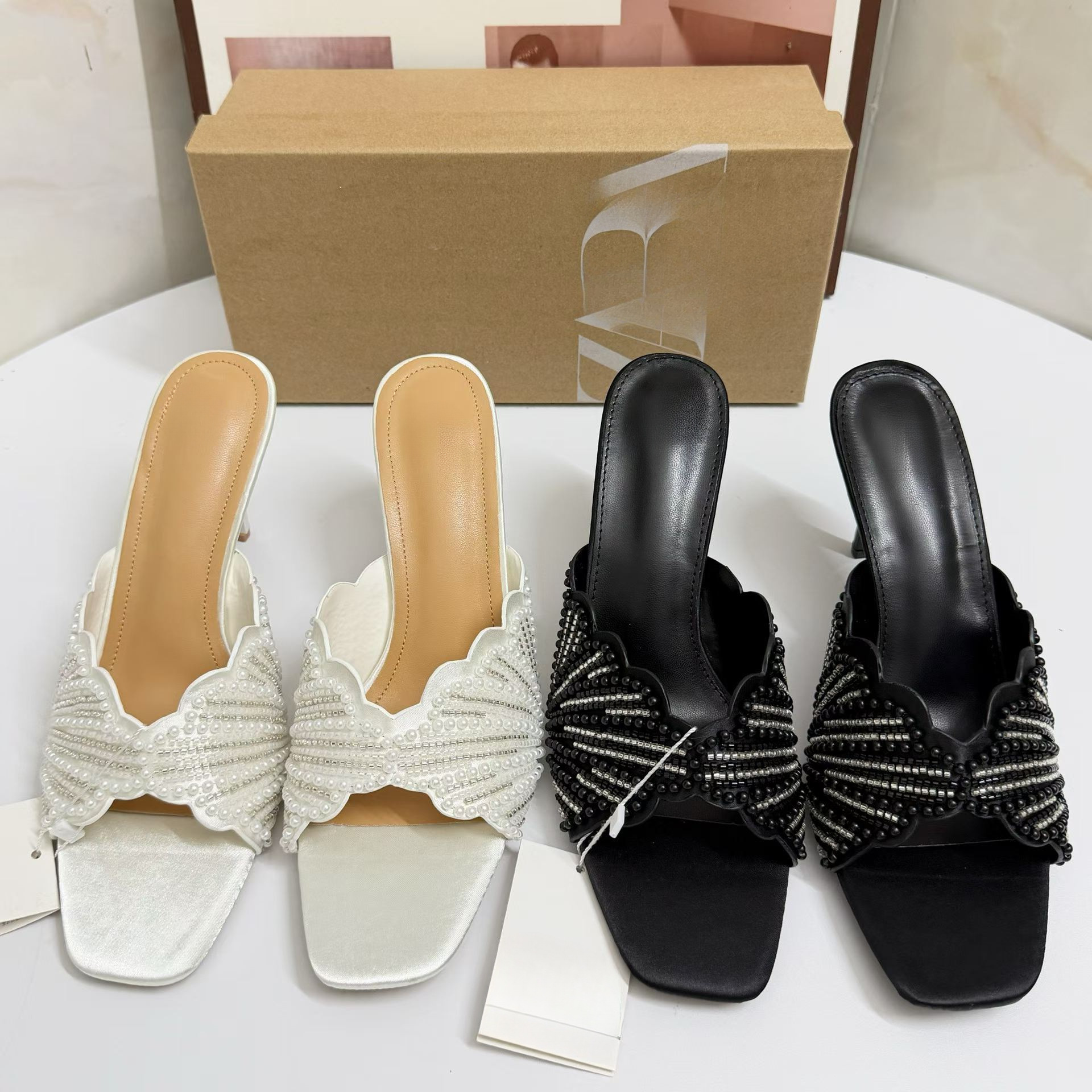 JHC-HB-124 | Square-Toe Stiletto Heel Heeled Slide - Fujian Jinhongchang Sports Goods Co., Ltd.