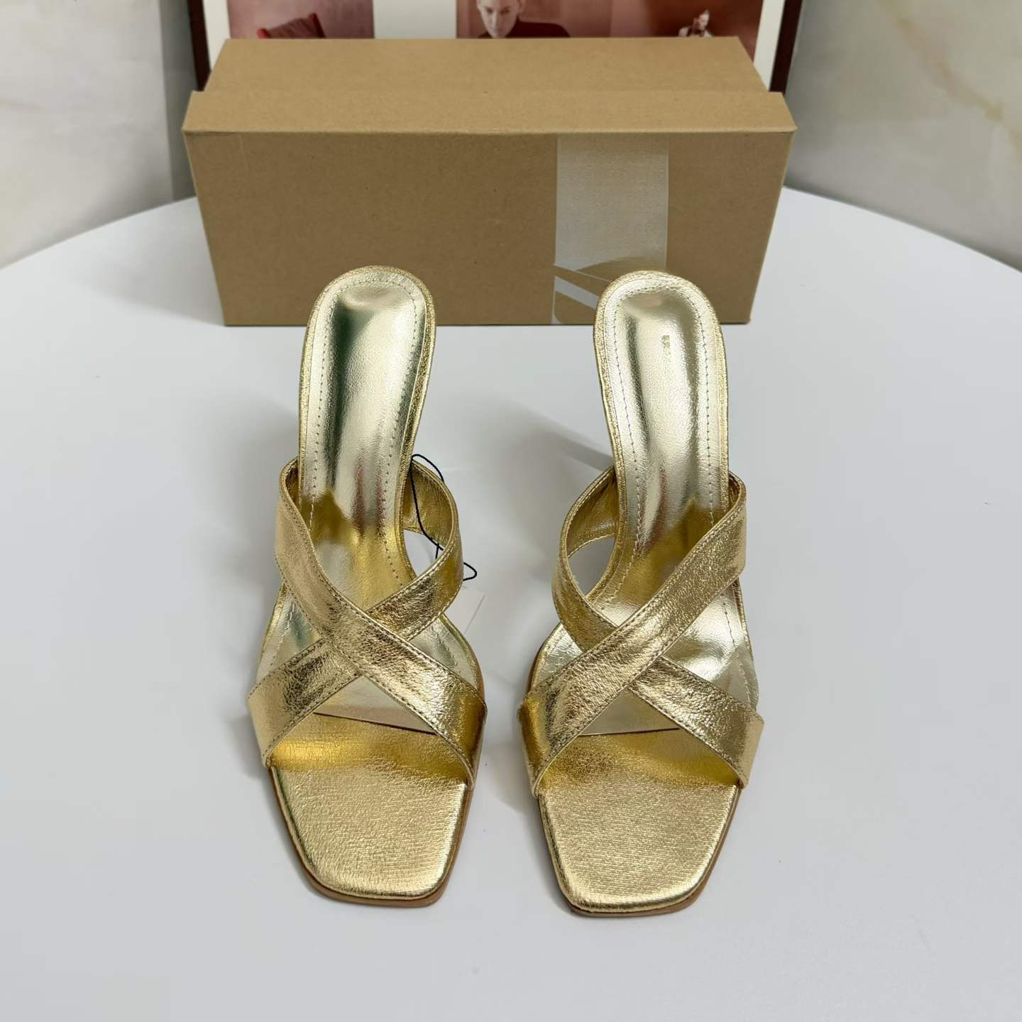 JHC-HB-156 | Crisscross Straps Open-Toe Stiletto Heel Heeled Slide angle 2