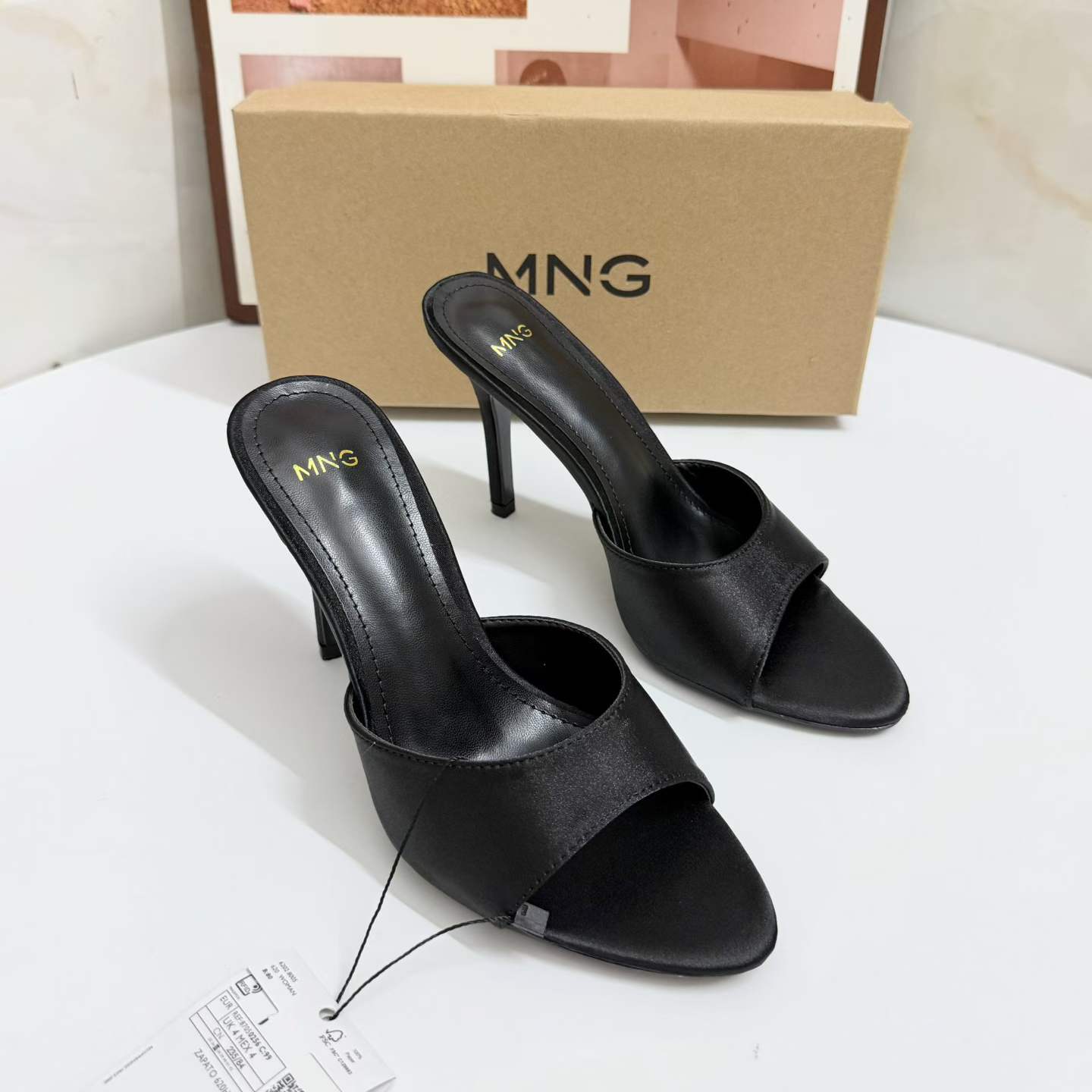JHC-HB-073 | Silky Satin Open-Toe Stiletto Heel Heeled Slide angle 3