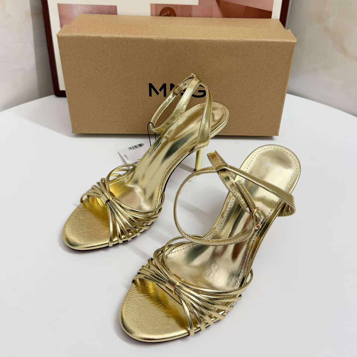 JHC-HB-007 | Metal Buckle Minimalist Strap Stiletto Heel Dress Sandal angle 2
