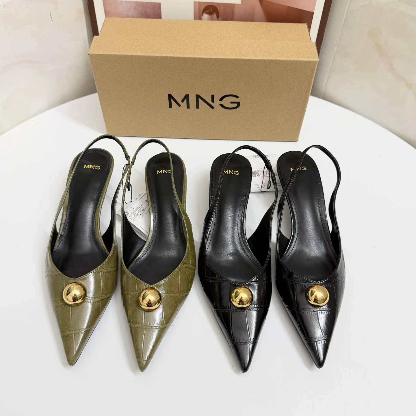 JHC-HB-155 | Pointed-Toe Mid-Heel Mule Slide - Fujian Jinhongchang Sports Goods Co., Ltd.