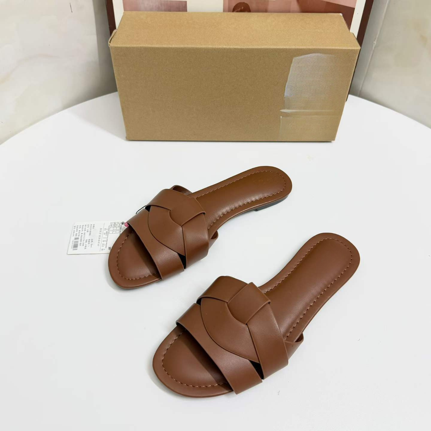 JHC-HB-122 | Crisscross Straps Flat Casual Slide Slipper angle 2