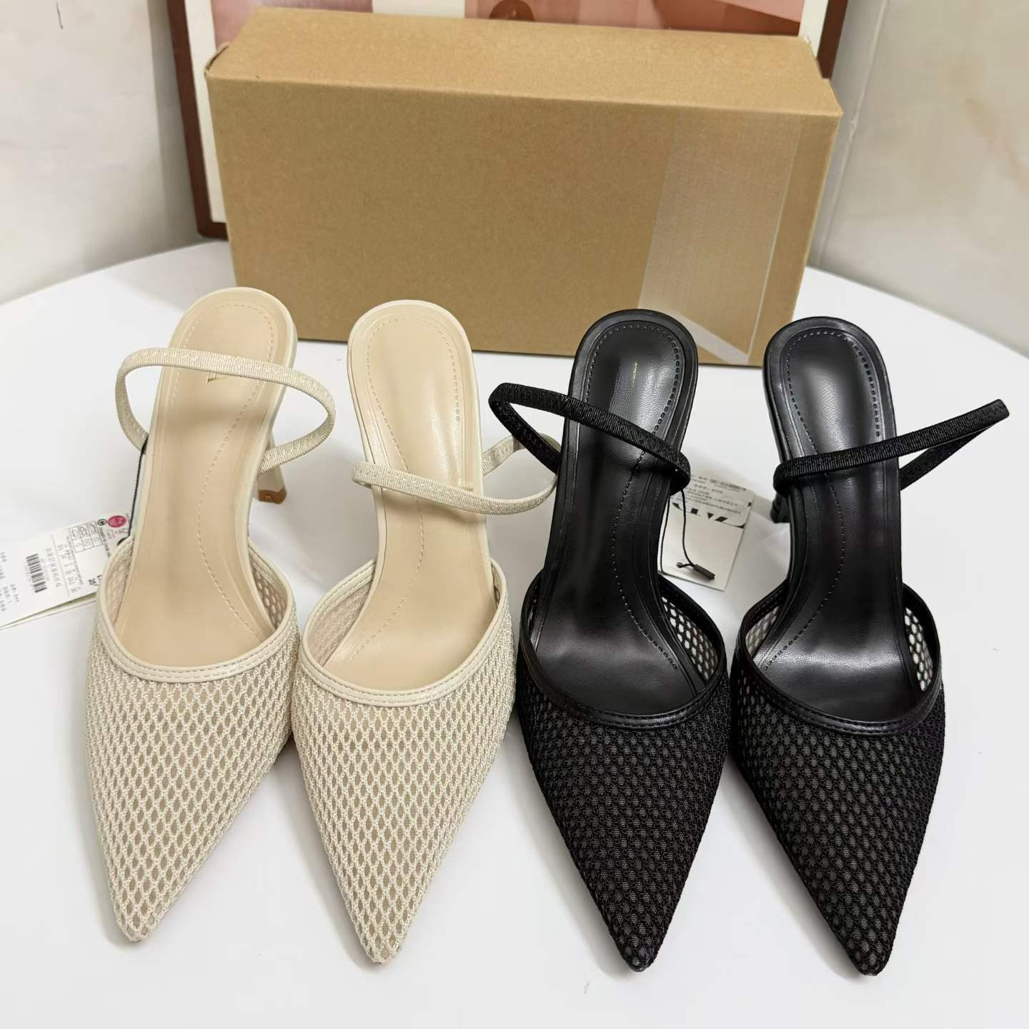 JHC-HB-282 | Woven Cutout Pointed-Toe Stiletto Heel Dress Sandal - Fujian Jinhongchang Sports Goods Co., Ltd.