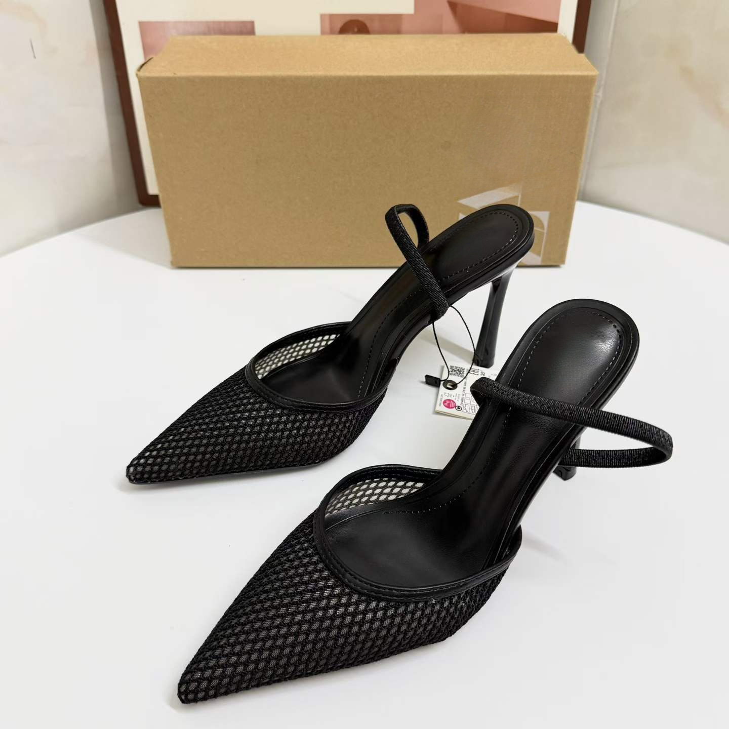 JHC-HB-282 | Woven Cutout Pointed-Toe Stiletto Heel Dress Sandal angle 2