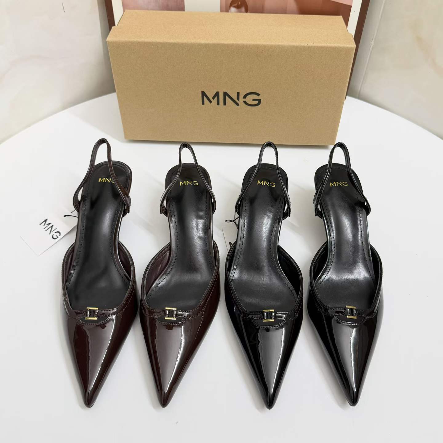 JHC-HB-185 | Patent Gloss Pointed-Toe Kitten Heel Dress Sandal - Fujian Jinhongchang Sports Goods Co., Ltd.