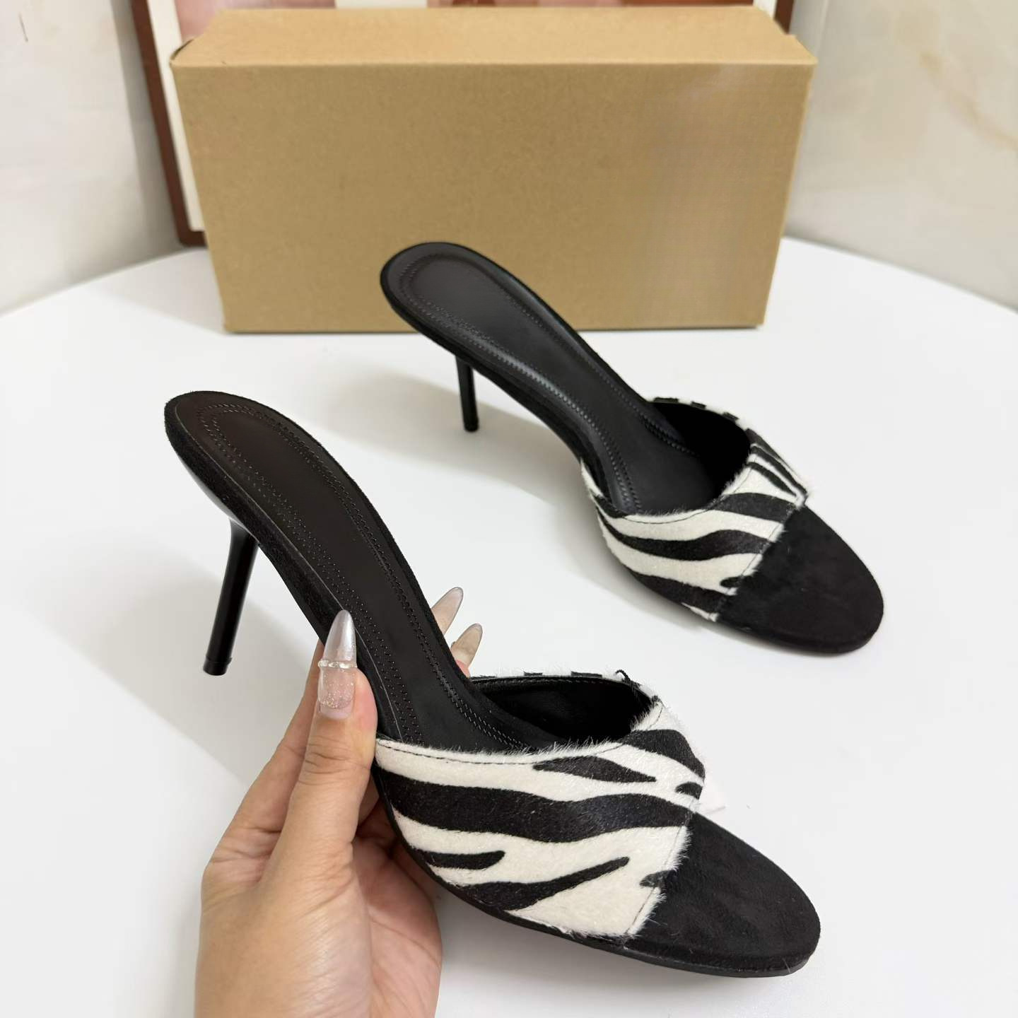 JHC-HB-028 | Animal Print Round-Toe Stiletto Heel Dress Sandal angle 3