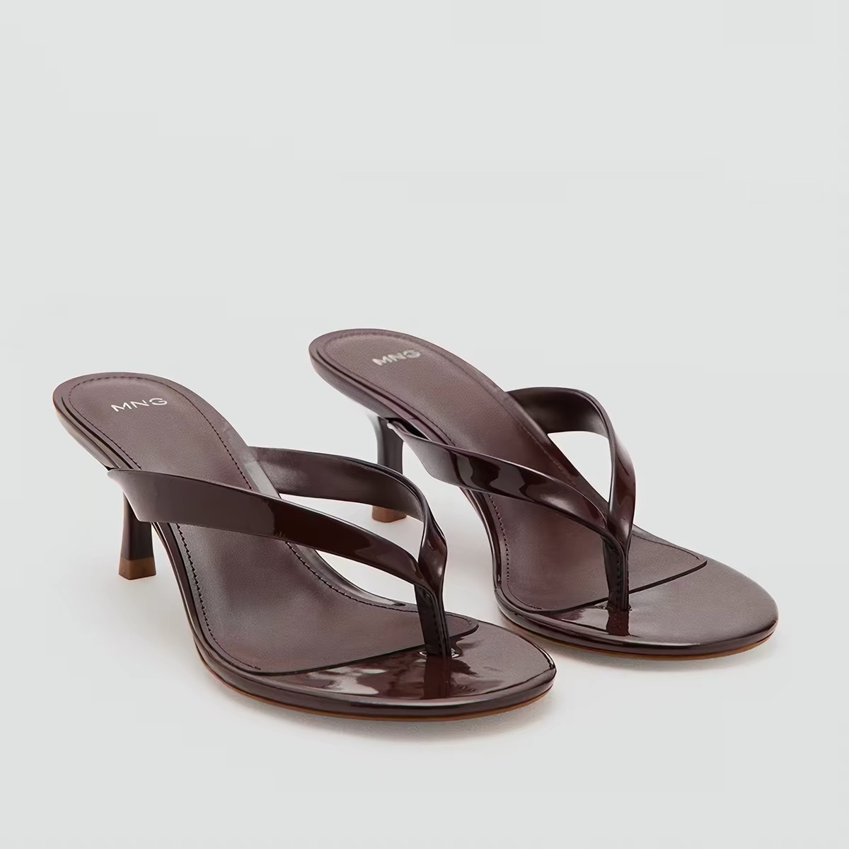 JHC-HB-014 | Patent Gloss Toe-Post Stiletto Heel Thong Flip-Flop angle 2