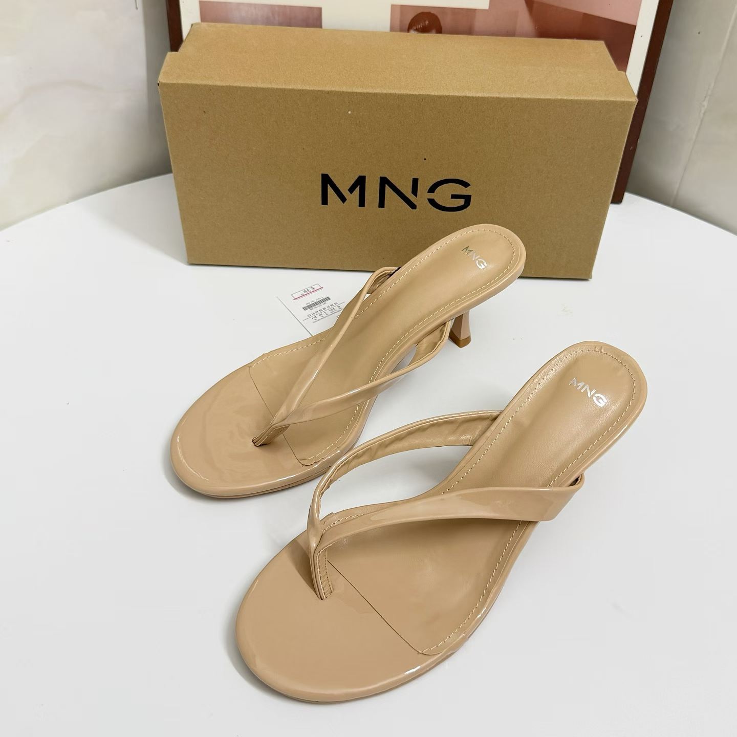 JHC-HB-081 | Patent Gloss Toe-Post Stiletto Heel Thong Flip-Flop angle 2