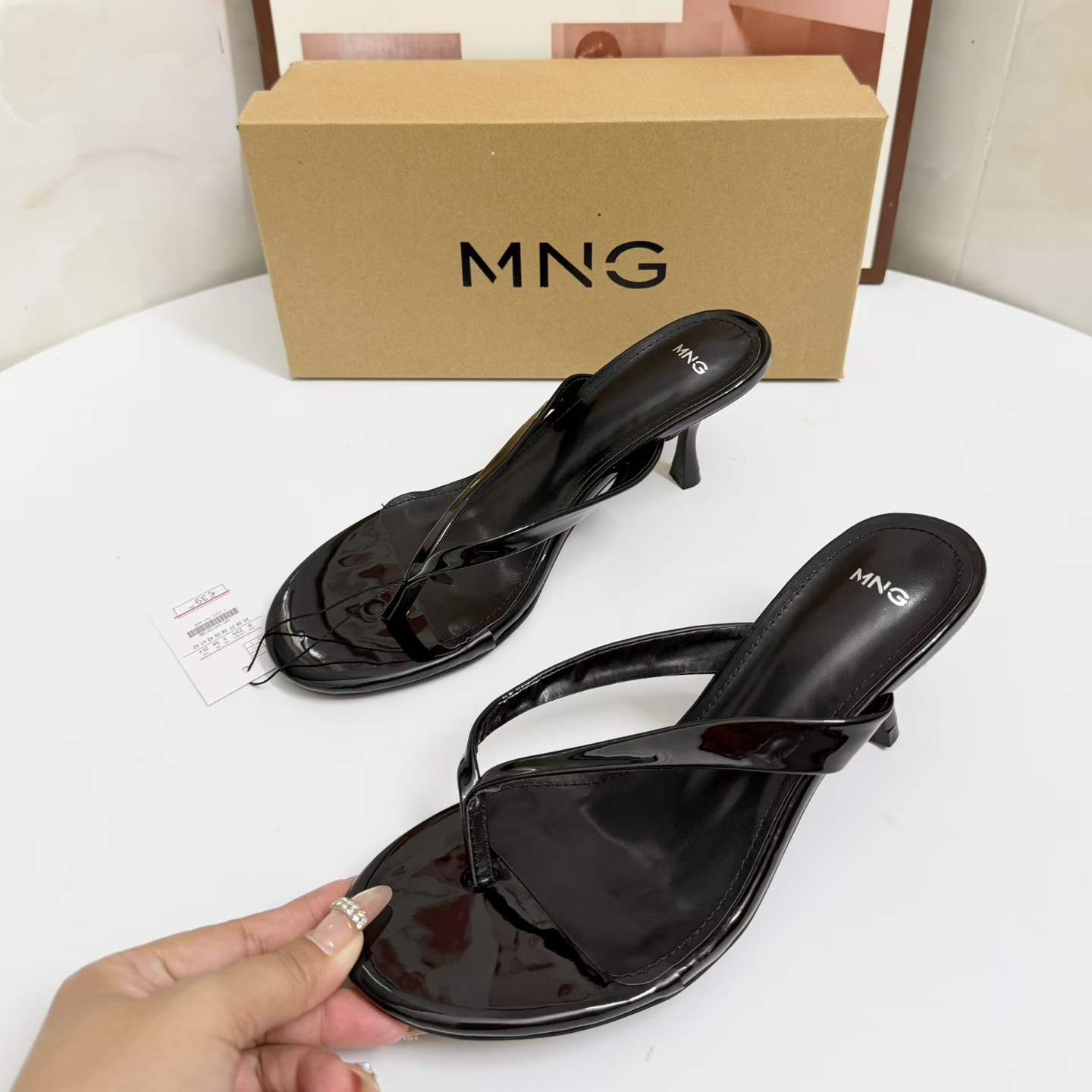 JHC-HB-081 | Patent Gloss Toe-Post Stiletto Heel Thong Flip-Flop angle 3