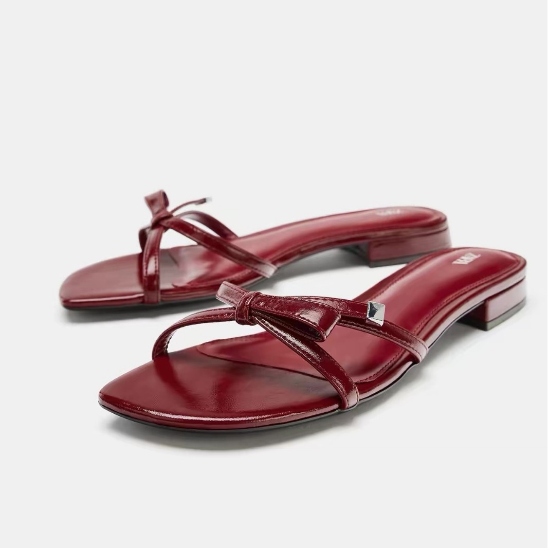 JHC-HB-278 | Bow Detail Minimalist Strap Square-Toe Block Heel Casual Summer Sandal - Fujian Jinhongchang Sports Goods Co., Ltd.