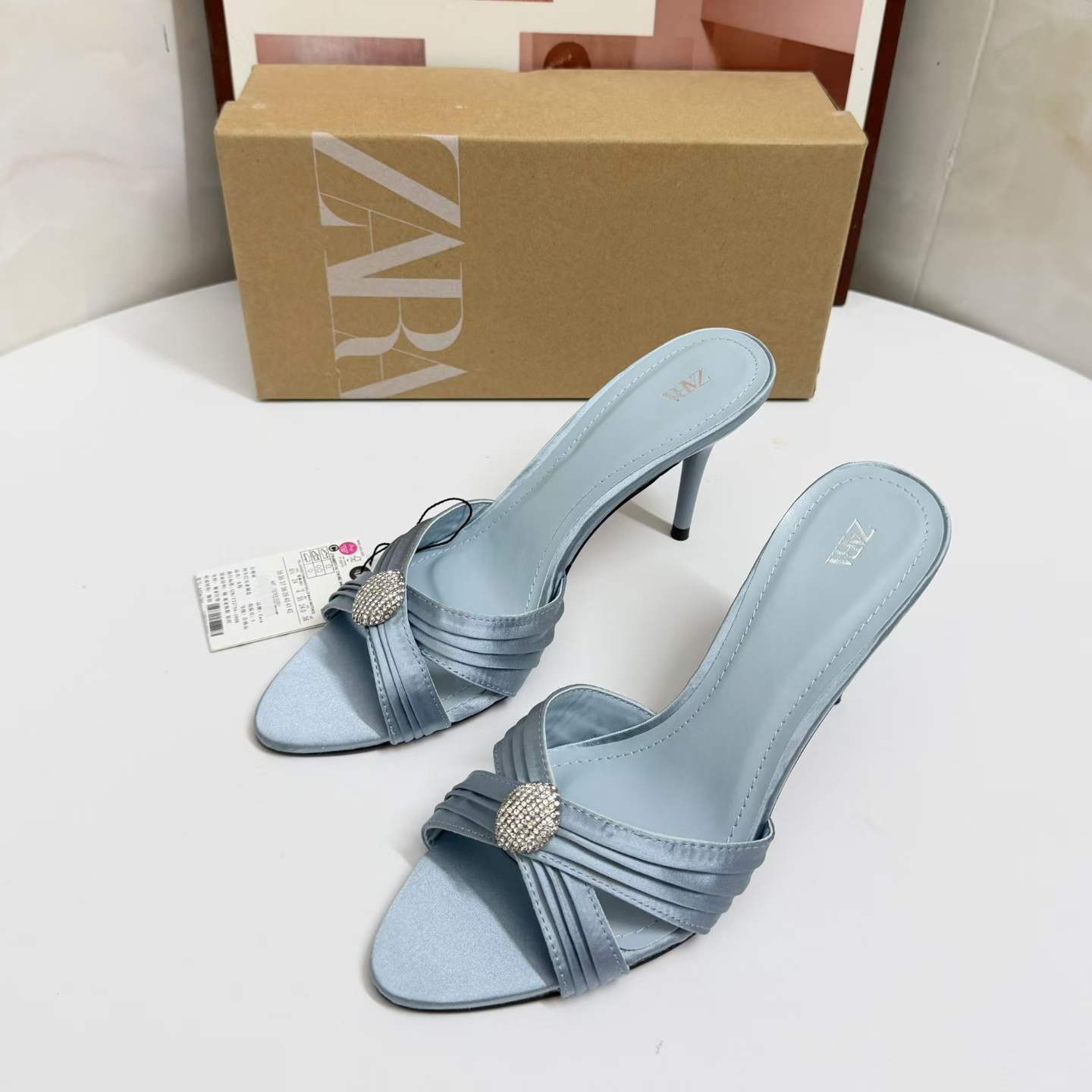 JHC-HB-196 | Rhinestone Embellished Pointed-Toe Stiletto Heel Dress Sandal angle 2