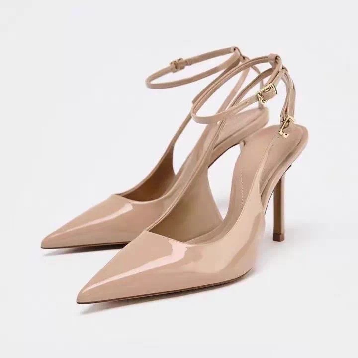 JHC-HB-269 | Patent Gloss Slingback Pointed-Toe Stiletto Heel Mule Slide - Fujian Jinhongchang Sports Goods Co., Ltd.