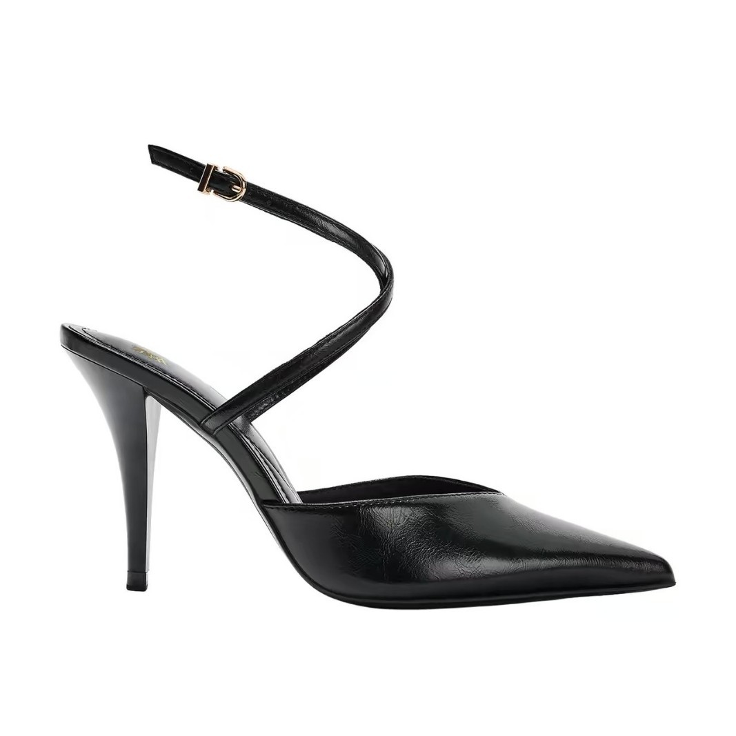 JHC-HB-236 | Metal Buckle Pointed-Toe Stiletto Heel Mule Slide angle 3