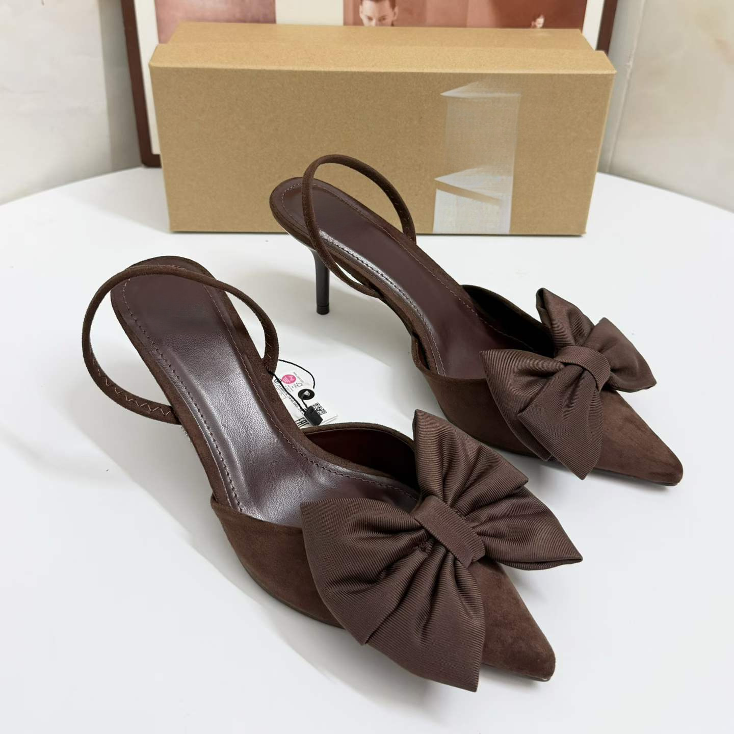 JHC-HB-264 | Bow Detail Pointed-Toe High-Heel Mule Slide angle 2