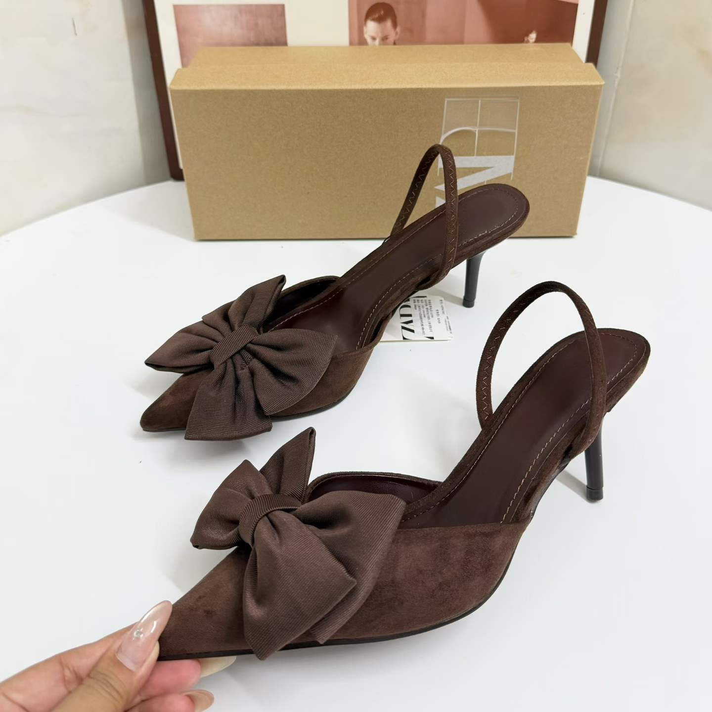 JHC-HB-264 | Bow Detail Pointed-Toe High-Heel Mule Slide angle 3