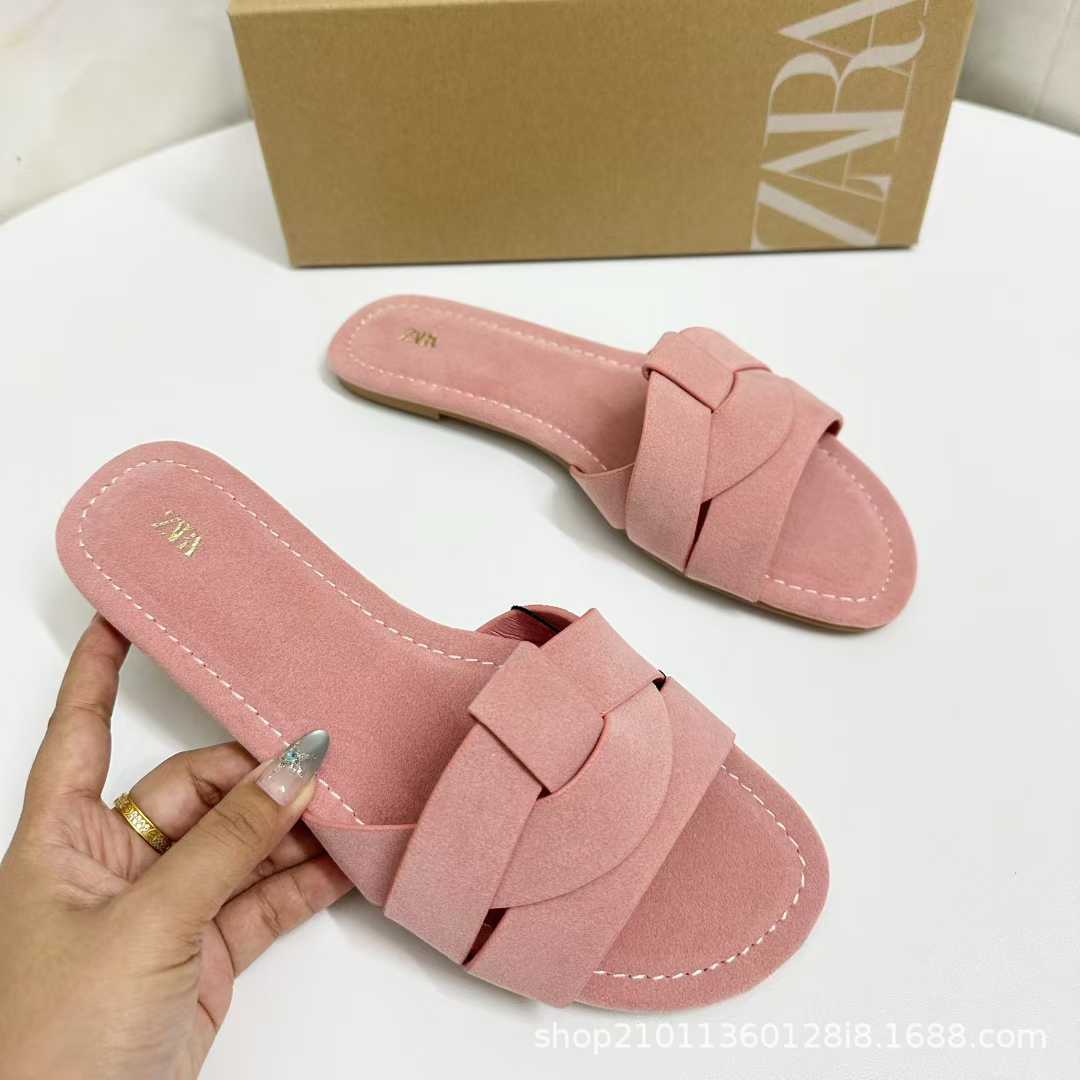 JHC-HB-064 | Crisscross Straps Flat Casual Slide Slipper angle 2