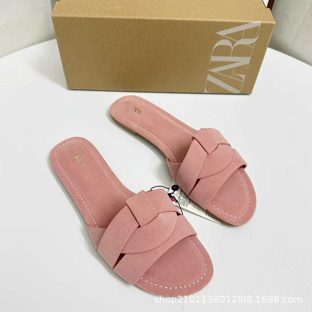 JHC-HB-064 | Crisscross Straps Flat Casual Slide Slipper angle 3