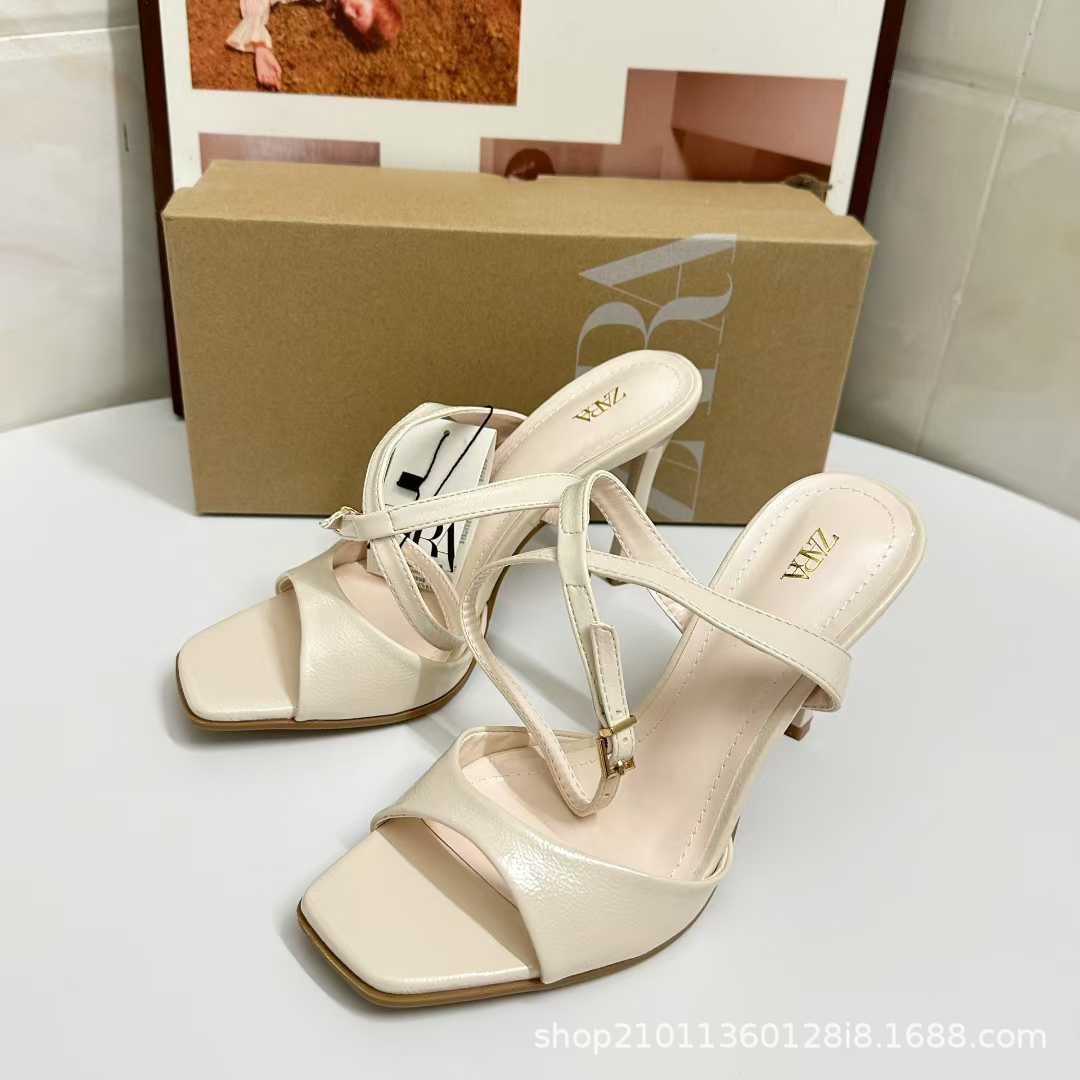 JHC-HB-309 | Minimalist Strap Square-Toe Stiletto Heel Dress Sandal angle 3