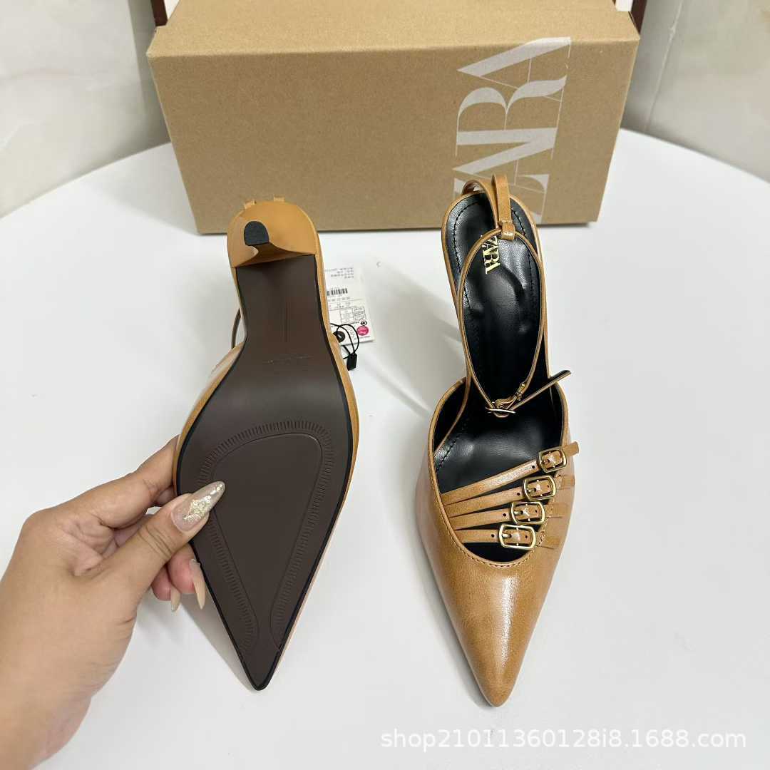 JHC-HB-308 | Metal Buckle Pointed-Toe Stiletto Heel Dress Pump angle 2