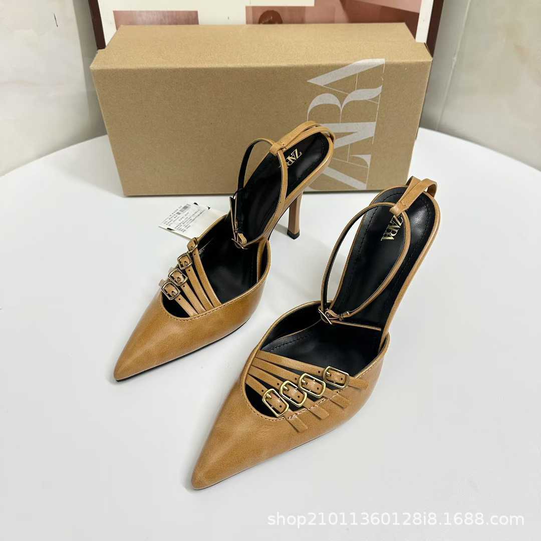 JHC-HB-308 | Metal Buckle Pointed-Toe Stiletto Heel Dress Pump angle 3