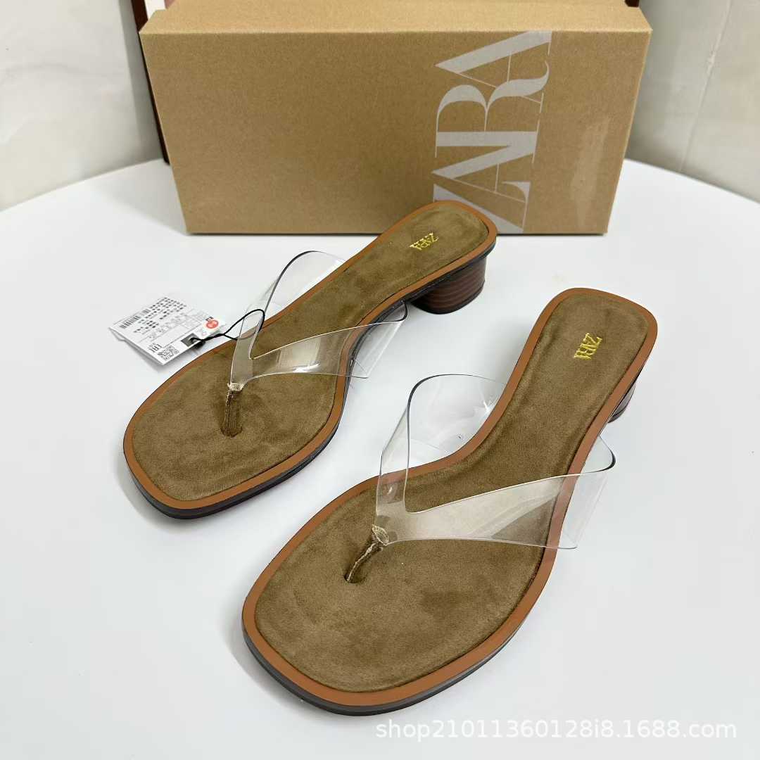JHC-HB-151 | Square-Toe Block Heel Thong Flip-Flop angle 2