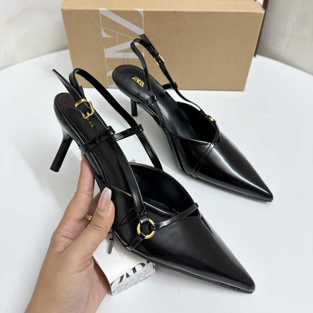 JHC-HB-230 | Patent Gloss Minimalist Strap Pointed-Toe Stiletto Heel Dress Sandal - Fujian Jinhongchang Sports Goods Co., Ltd.